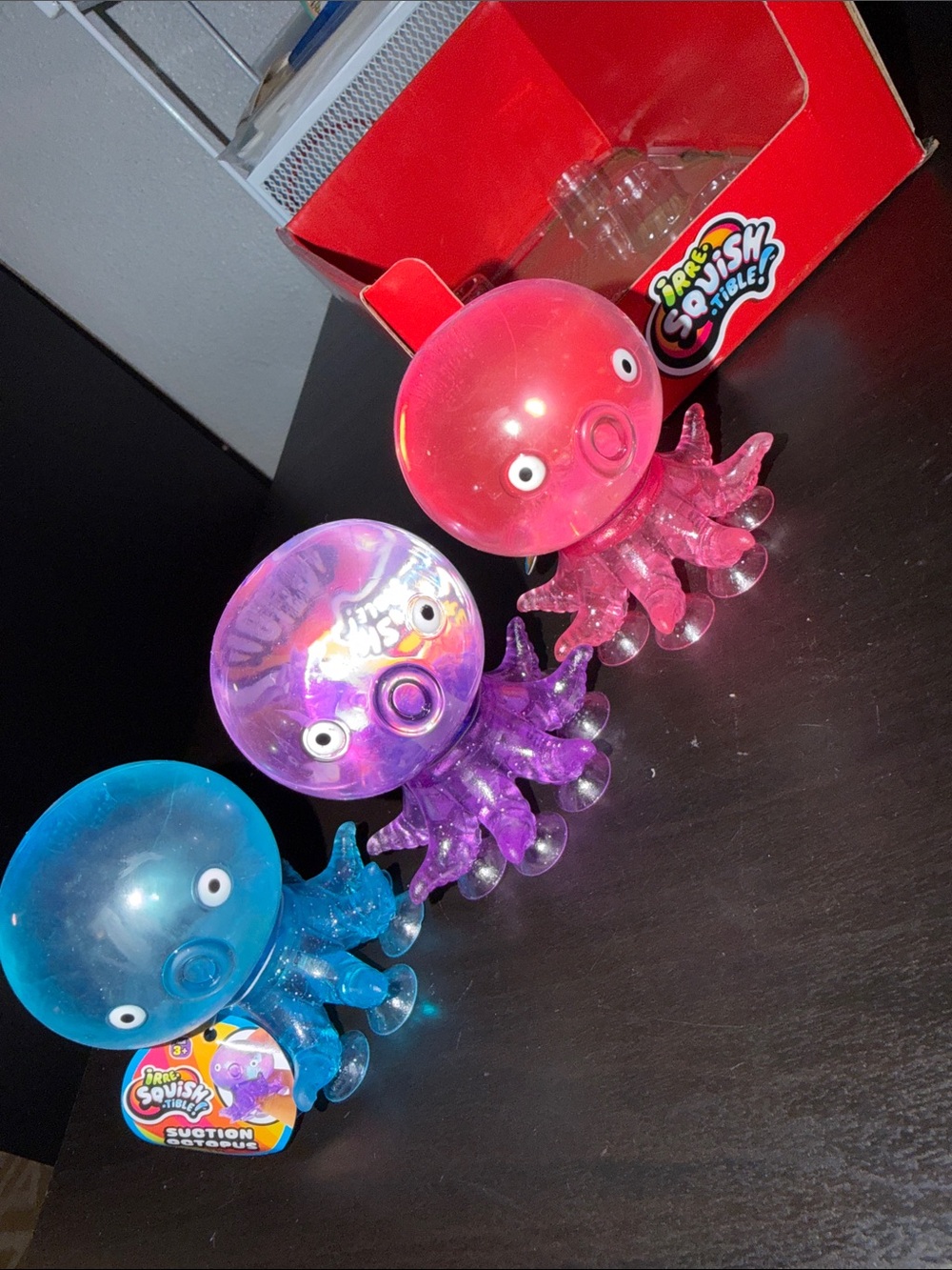 TWO 2 JA-RU Squishy Suction Octopus- Blue, Purple & Pink Glitter Edition